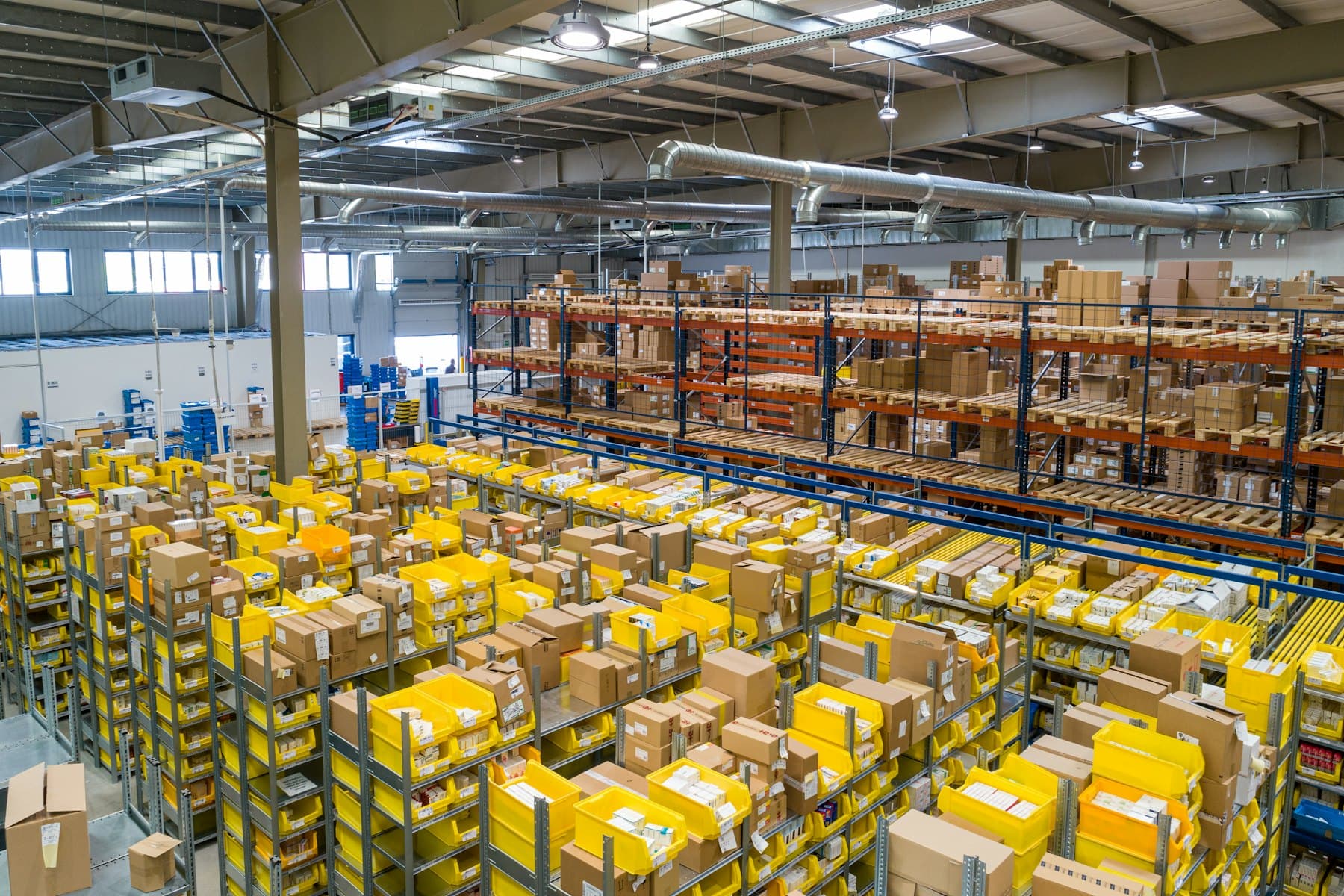 Warehouse full of packed orders
