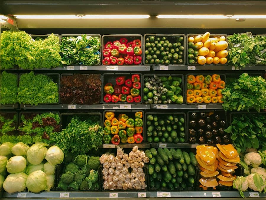 Shelves of fresh vegetables